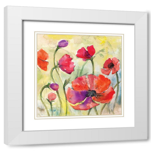 Poppy Study II White Modern Wood Framed Art Print with Double Matting by Ferry, Margaret