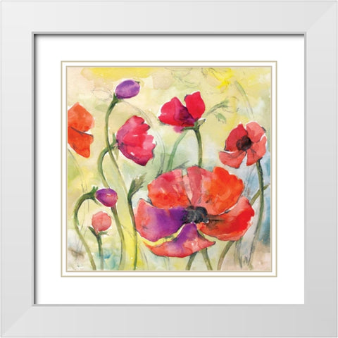 Poppy Study II White Modern Wood Framed Art Print with Double Matting by Ferry, Margaret