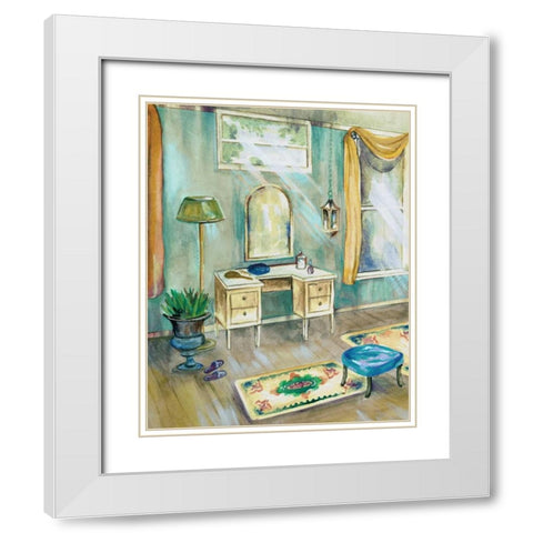 Robins Egg Bath I White Modern Wood Framed Art Print with Double Matting by Ferry, Margaret