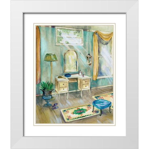 Robins Egg Bath I White Modern Wood Framed Art Print with Double Matting by Ferry, Margaret