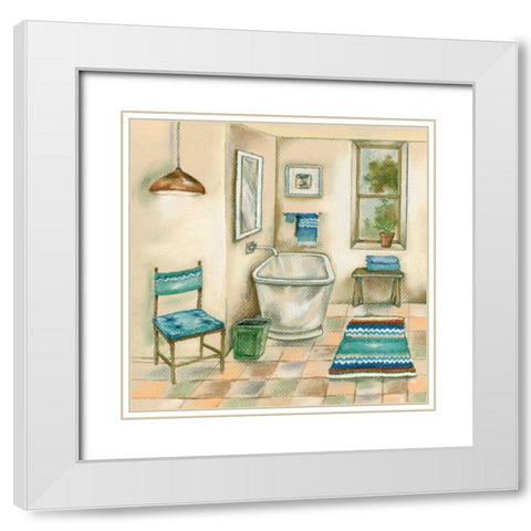 Tile Bath I White Modern Wood Framed Art Print with Double Matting by Ferry, Margaret