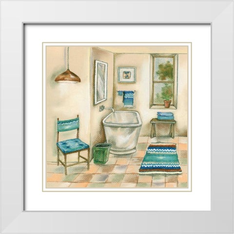 Tile Bath I White Modern Wood Framed Art Print with Double Matting by Ferry, Margaret