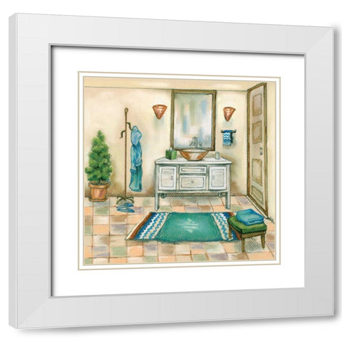 Tile Bath II White Modern Wood Framed Art Print with Double Matting by Ferry, Margaret