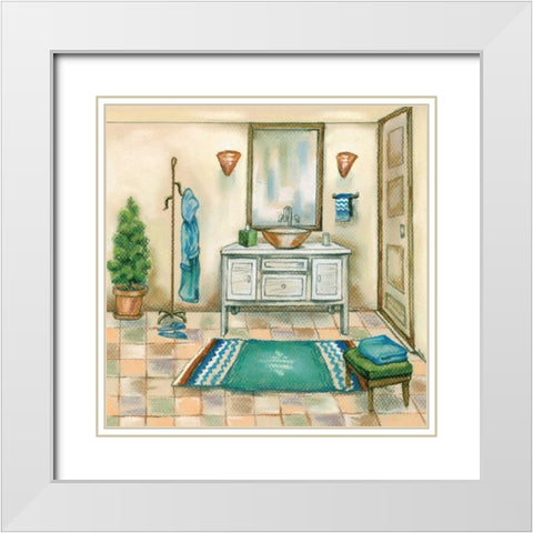 Tile Bath II White Modern Wood Framed Art Print with Double Matting by Ferry, Margaret