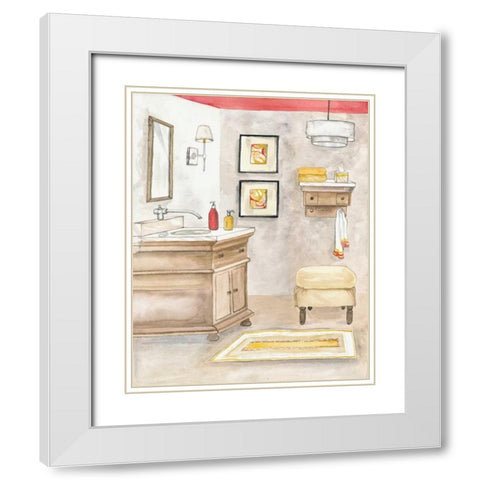 Watercolor Bath I White Modern Wood Framed Art Print with Double Matting by Ferry, Margaret
