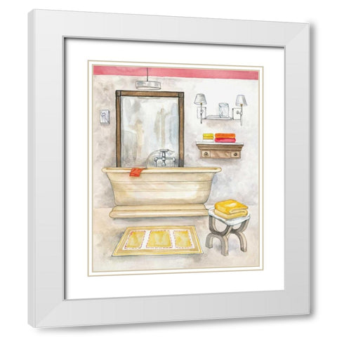 Watercolor Bath II White Modern Wood Framed Art Print with Double Matting by Ferry, Margaret