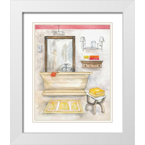 Watercolor Bath II White Modern Wood Framed Art Print with Double Matting by Ferry, Margaret