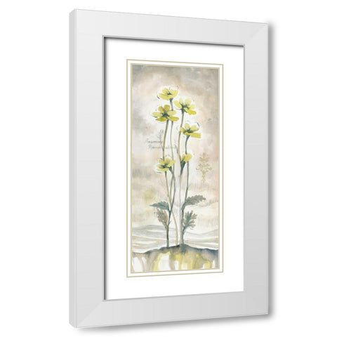 Yellow Blossoms II White Modern Wood Framed Art Print with Double Matting by Ferry, Margaret