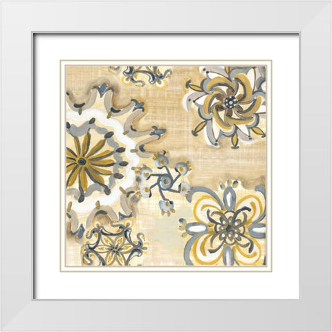 Decorative Medallions I White Modern Wood Framed Art Print with Double Matting by Ferry, Margaret