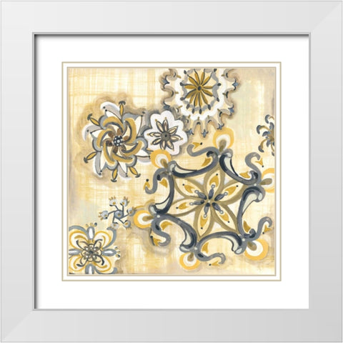 Decorative Medallions II White Modern Wood Framed Art Print with Double Matting by Ferry, Margaret