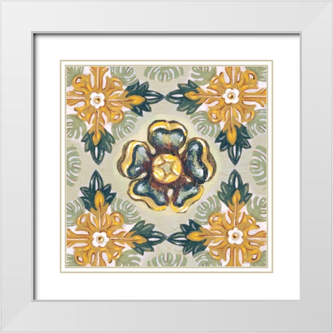 Rosette Adornment I White Modern Wood Framed Art Print with Double Matting by Ferry, Margaret