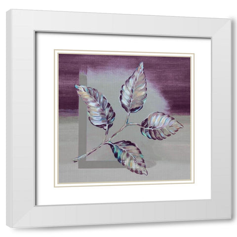 Ultra Violet Leaf I White Modern Wood Framed Art Print with Double Matting by Ferry, Margaret
