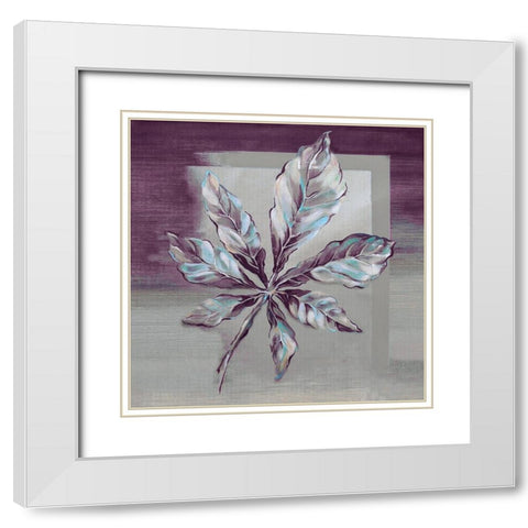 Ultra Violet Leaf II White Modern Wood Framed Art Print with Double Matting by Ferry, Margaret