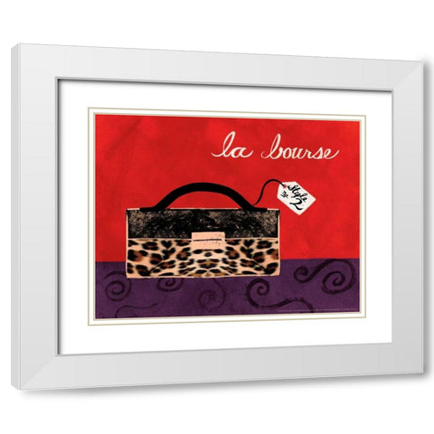 Leopard Handbag I White Modern Wood Framed Art Print with Double Matting by Matla, Jennifer