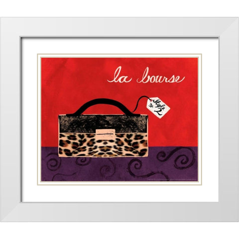 Leopard Handbag I White Modern Wood Framed Art Print with Double Matting by Matla, Jennifer