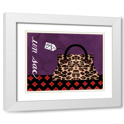 Leopard Handbag III White Modern Wood Framed Art Print with Double Matting by Matla, Jennifer