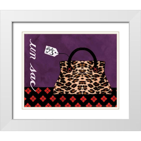 Leopard Handbag III White Modern Wood Framed Art Print with Double Matting by Matla, Jennifer