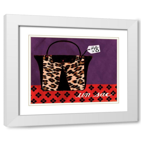 Leopard Handbag IV White Modern Wood Framed Art Print with Double Matting by Matla, Jennifer