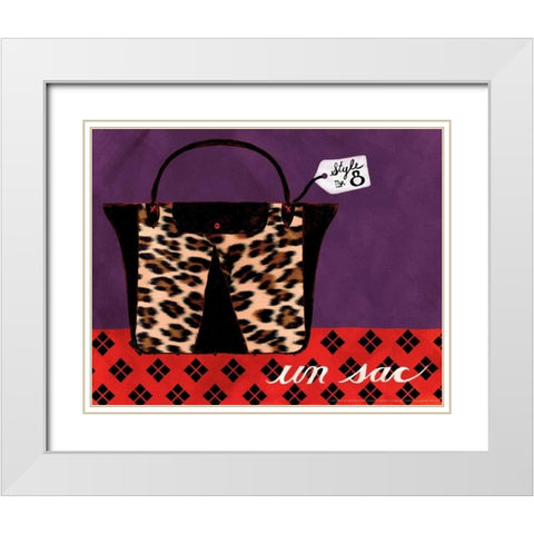 Leopard Handbag IV White Modern Wood Framed Art Print with Double Matting by Matla, Jennifer