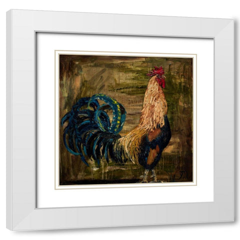 Young Rooster I White Modern Wood Framed Art Print with Double Matting by Monahan, Jodi