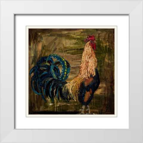 Young Rooster I White Modern Wood Framed Art Print with Double Matting by Monahan, Jodi