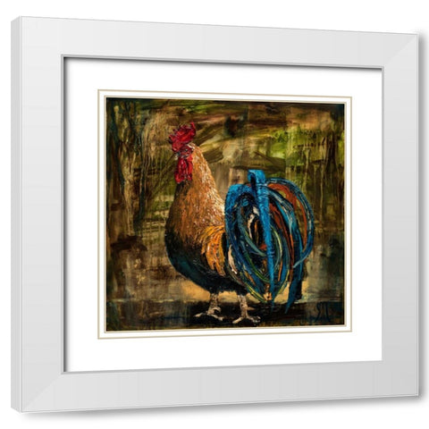 Young Rooster II White Modern Wood Framed Art Print with Double Matting by Monahan, Jodi