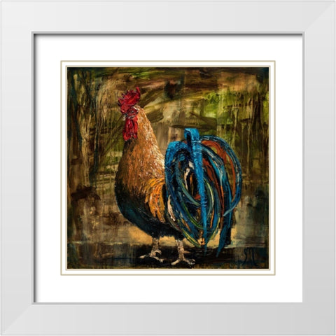 Young Rooster II White Modern Wood Framed Art Print with Double Matting by Monahan, Jodi