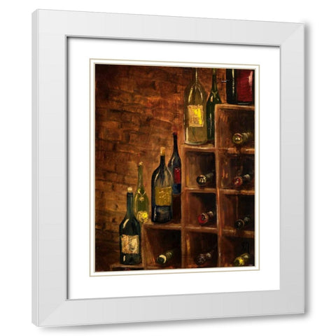 Racked Wine White Modern Wood Framed Art Print with Double Matting by Monahan, Jodi