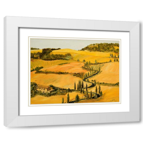 Tuscan Fall White Modern Wood Framed Art Print with Double Matting by Monahan, Jodi