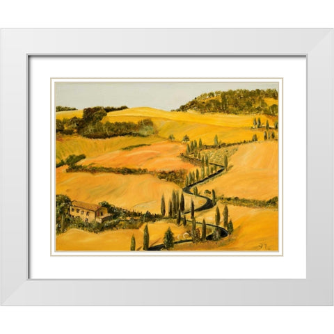 Tuscan Fall White Modern Wood Framed Art Print with Double Matting by Monahan, Jodi