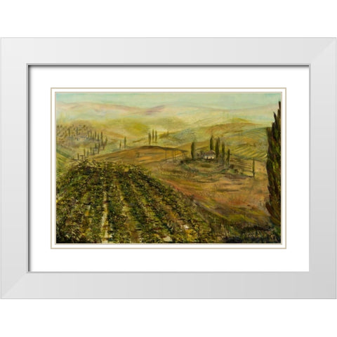 Italian Vineyard White Modern Wood Framed Art Print with Double Matting by Monahan, Jodi