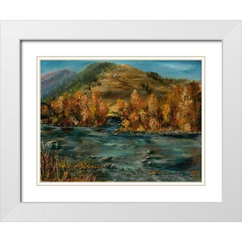 Fall Comes White Modern Wood Framed Art Print with Double Matting by Monahan, Jodi