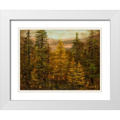 Tamarack Season White Modern Wood Framed Art Print with Double Matting by Monahan, Jodi