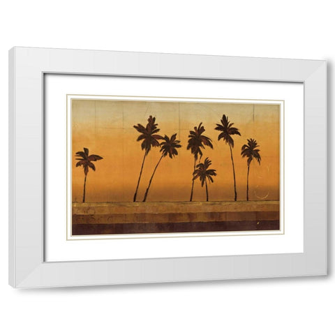 Sunset Palms I White Modern Wood Framed Art Print with Double Matting by Martin, Cheryl