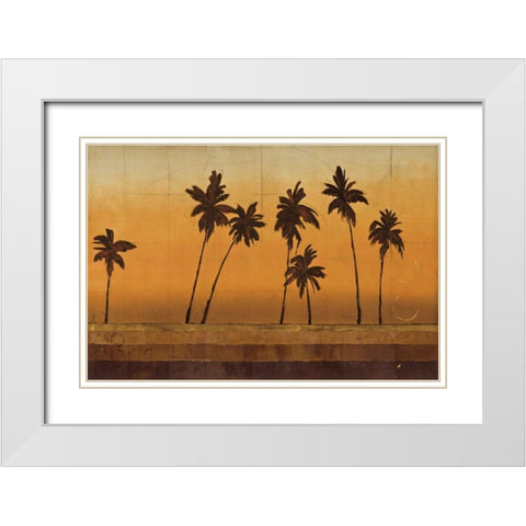 Sunset Palms I White Modern Wood Framed Art Print with Double Matting by Martin, Cheryl