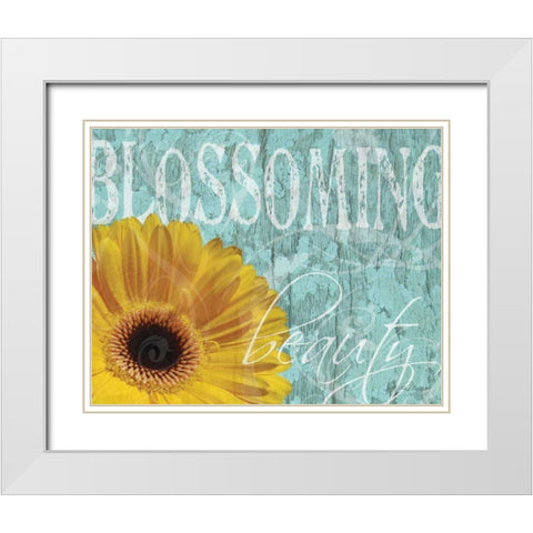 Gerbera IV White Modern Wood Framed Art Print with Double Matting by Murray, Sylvia