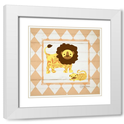 Lions White Modern Wood Framed Art Print with Double Matting by Murray, Sylvia