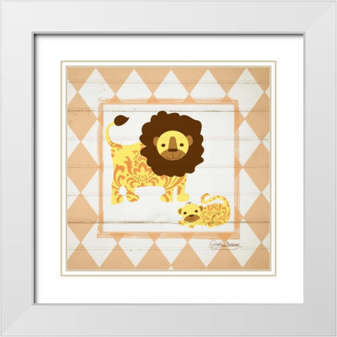 Lions White Modern Wood Framed Art Print with Double Matting by Murray, Sylvia