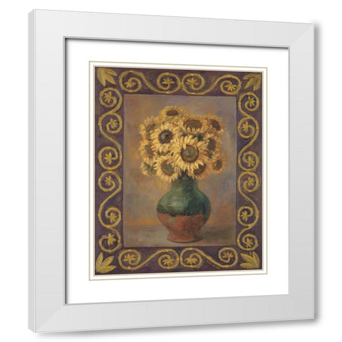 Sunflowers White Modern Wood Framed Art Print with Double Matting by Misa, Eva