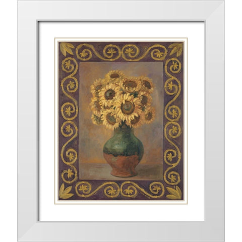 Sunflowers White Modern Wood Framed Art Print with Double Matting by Misa, Eva