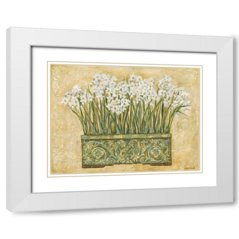 White Narcissus White Modern Wood Framed Art Print with Double Matting by Misa, Eva