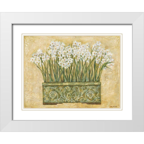 White Narcissus White Modern Wood Framed Art Print with Double Matting by Misa, Eva