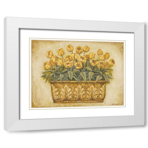 Yellow Tulips White Modern Wood Framed Art Print with Double Matting by Misa, Eva