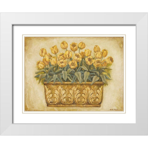 Yellow Tulips White Modern Wood Framed Art Print with Double Matting by Misa, Eva