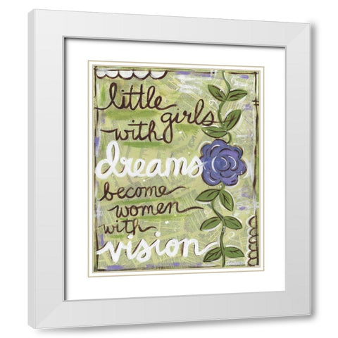 Little Girls White Modern Wood Framed Art Print with Double Matting by Martin, Monica
