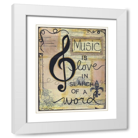 Music Is Love White Modern Wood Framed Art Print with Double Matting by Martin, Monica