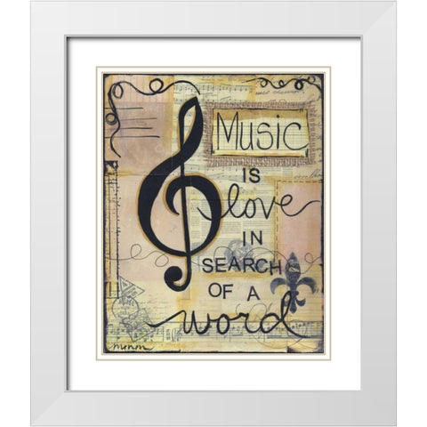 Music Is Love White Modern Wood Framed Art Print with Double Matting by Martin, Monica