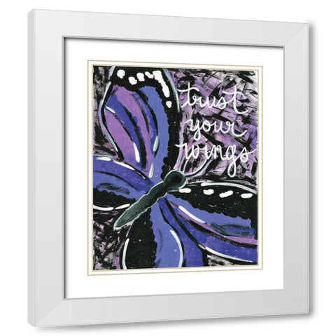 Trust Your Wings White Modern Wood Framed Art Print with Double Matting by Martin, Monica