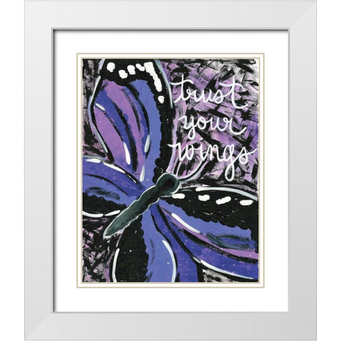 Trust Your Wings White Modern Wood Framed Art Print with Double Matting by Martin, Monica