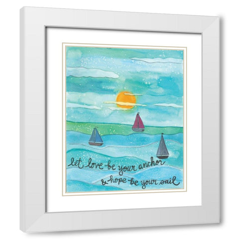 Love Anchor White Modern Wood Framed Art Print with Double Matting by Martin, Monica